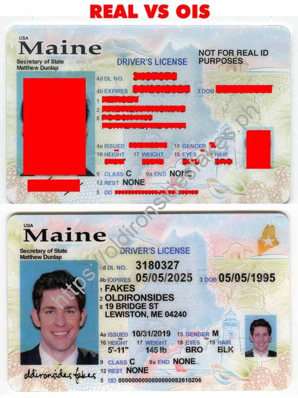 Maine Driver License (New ME) - OldIronsidesFakes PH